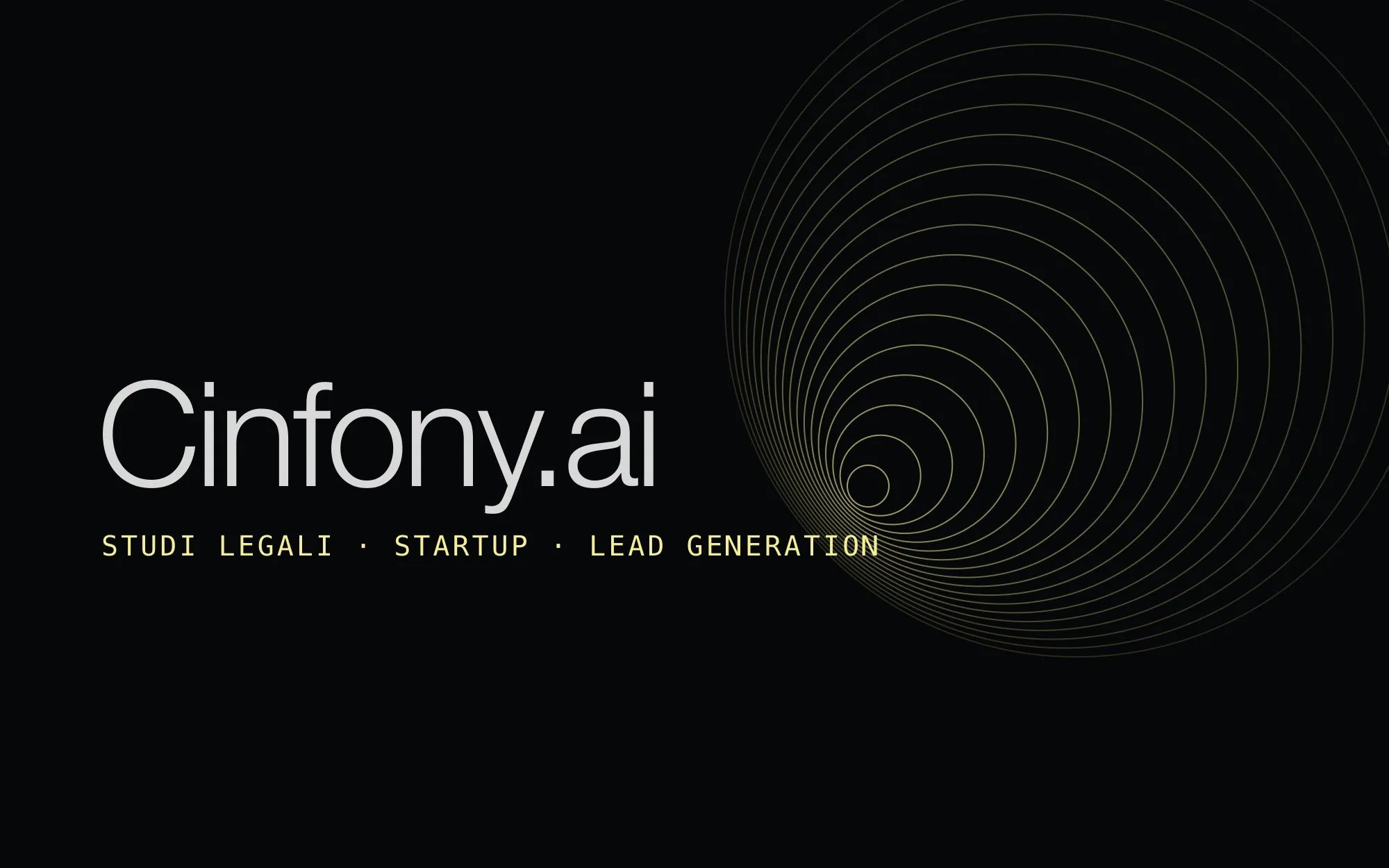 Il nome Cinfony.ai su fondo nero con cerchi concentrici gialli