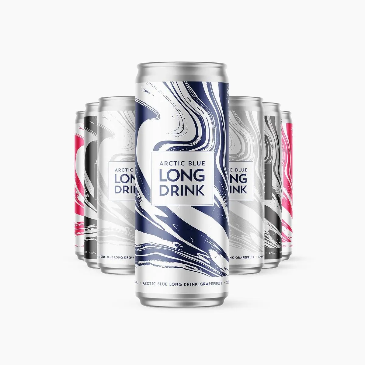 Le lattine di Arctic Blue Long Drink