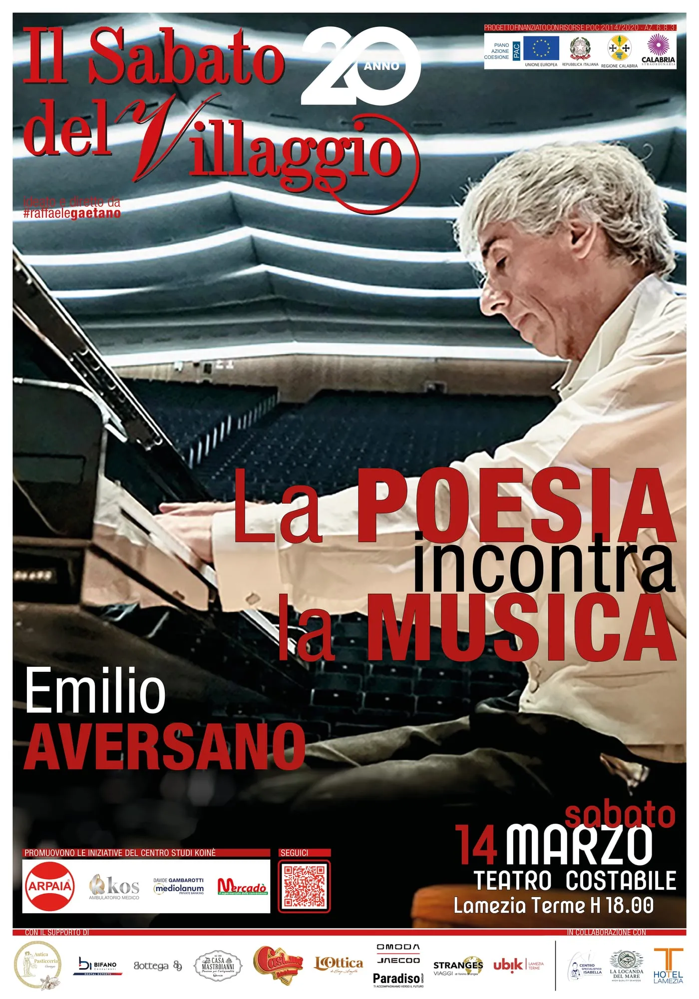 Locandina dell'incontro La poesia incontra la musica con Emilio Aversano, edizione 2026