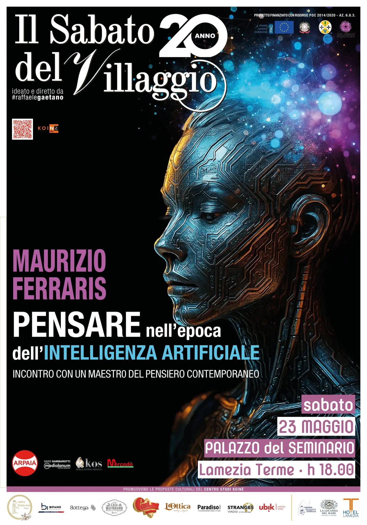 Locandina dell'incontro con Maurizio Ferraris sull'intelligenza artificiale, edizione 2026